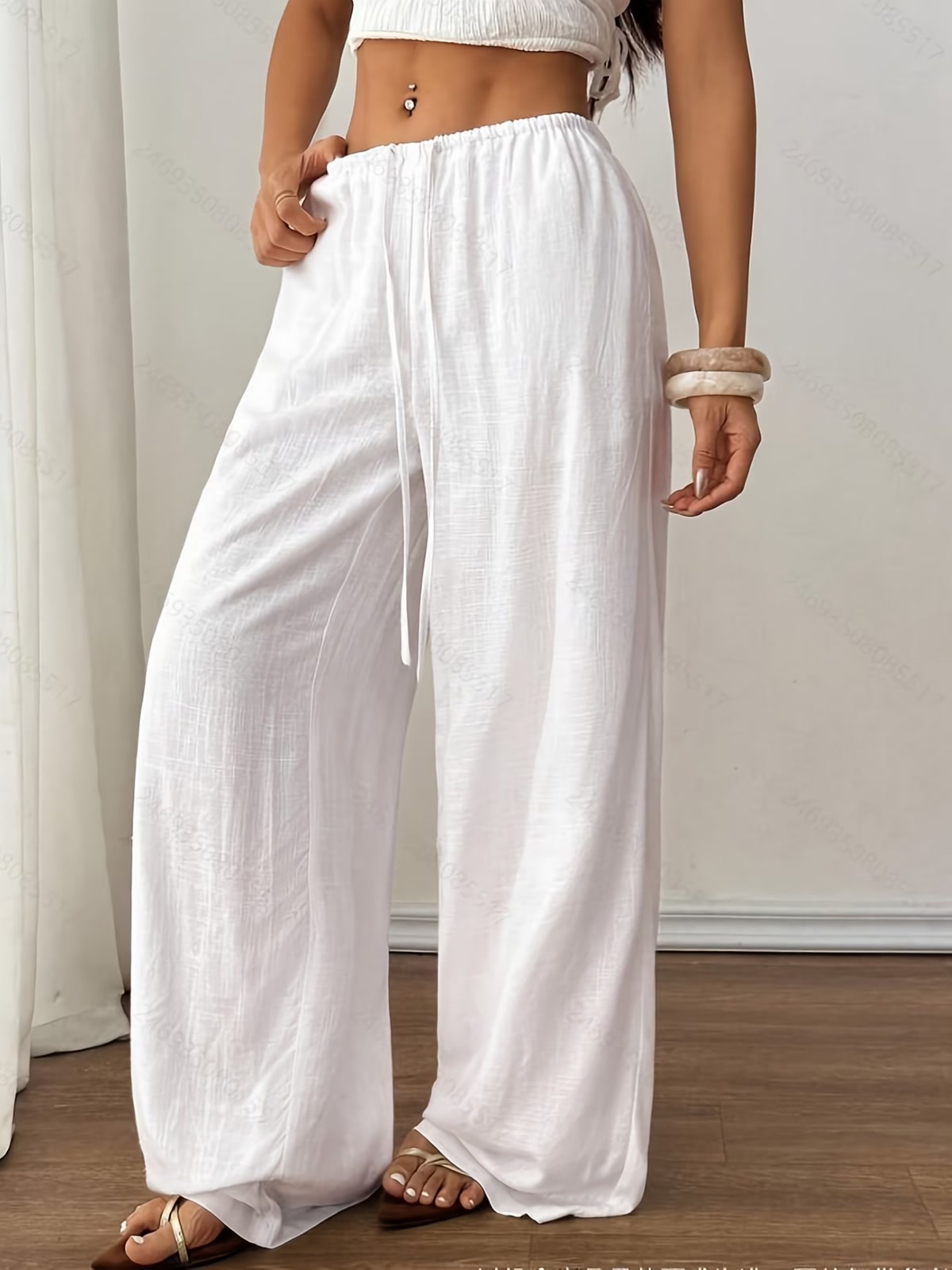 Pantalón Large Blanco — Lino Fluide