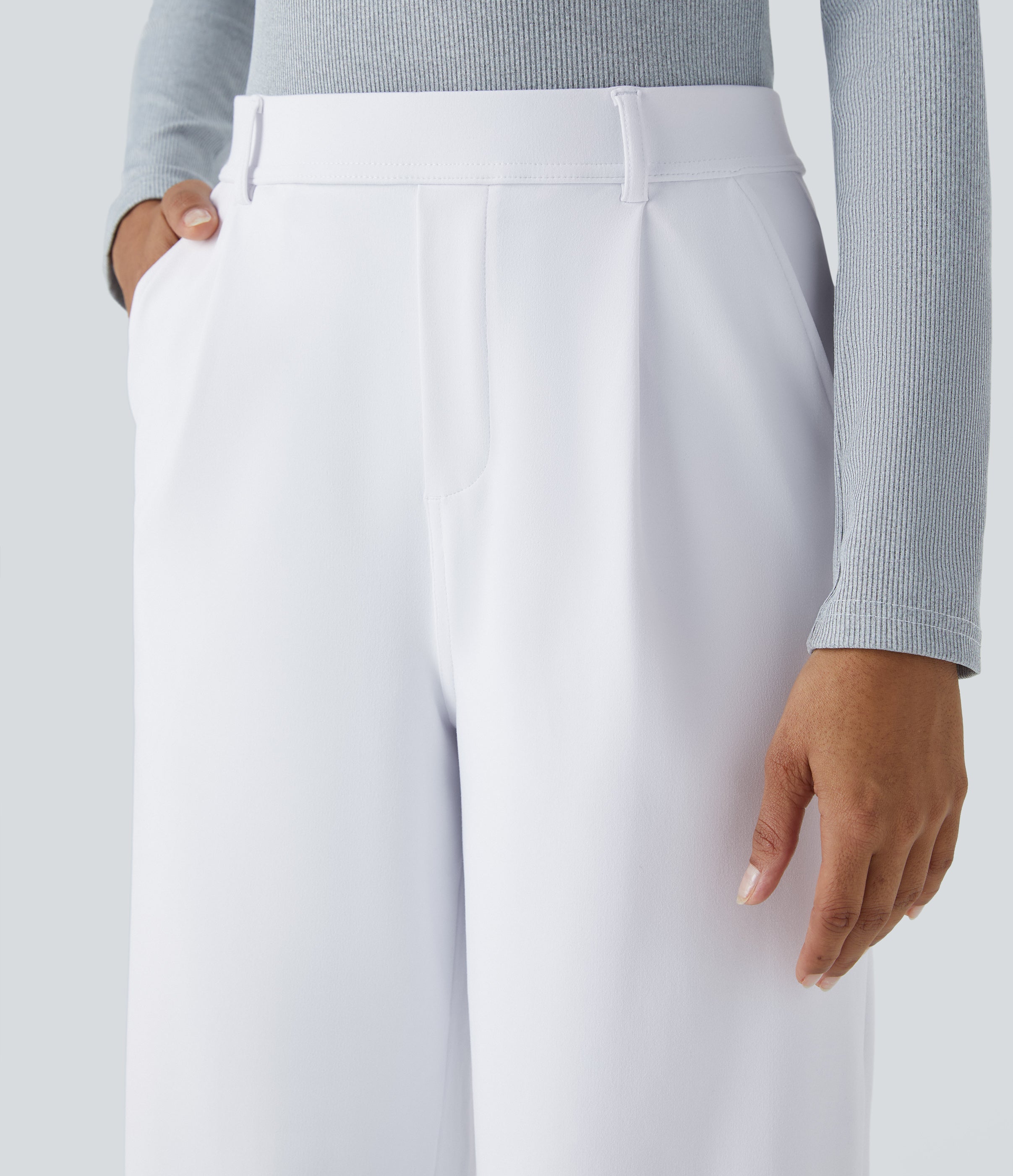 Pantalon Droit — Blanc — Vue de face