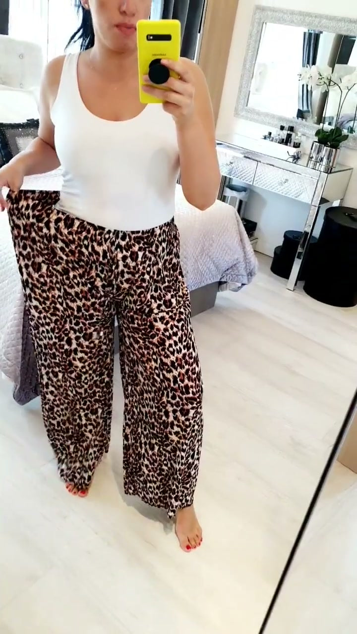 Pantalón Large Palazzo Estampado Léopard
