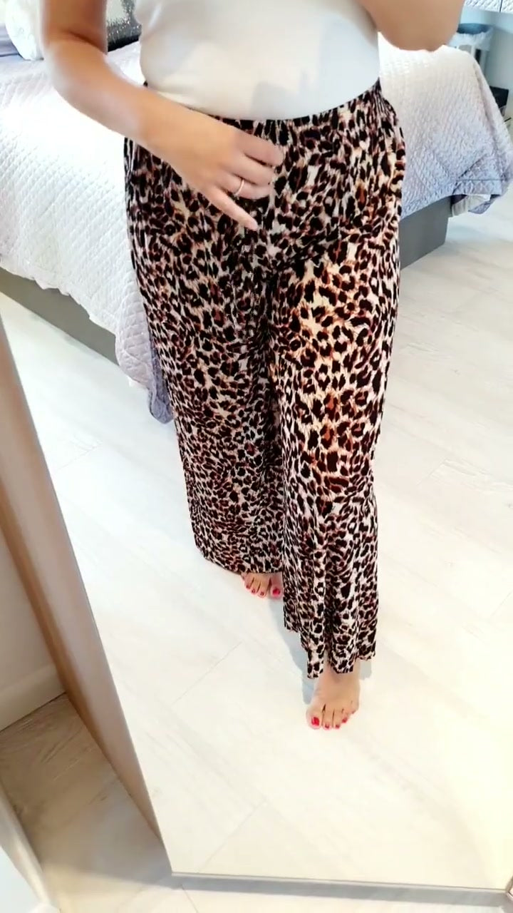 Pantalón Large Palazzo Estampado Léopard