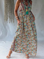 Vestido Largo Seda Floral - Multicolor Bohemio