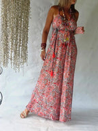 Robe Longue Soie Mandala - Corail & Rouge