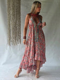 Vestido Largo Seda Volantes - Corail Bohemio