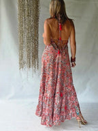 Vestido Largo Seda Volantes - Corail Bohemio