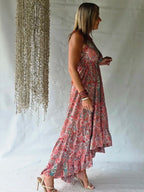 Vestido Largo Seda Volantes - Corail Bohemio