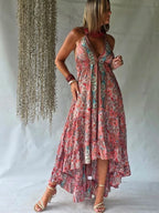 Vestido Largo Seda Volantes - Corail Bohemio