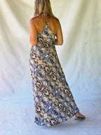 Dress Long Silk Printed - Beige Sauvage