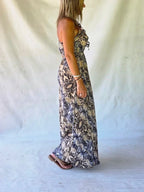 Dress Long Silk Printed - Beige Sauvage