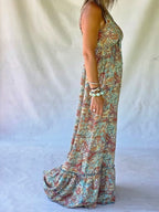 Vestido Largo Seda Paisley - Menthe & Terracotta