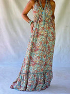 Vestido Largo Seda Paisley - Menthe & Terracotta
